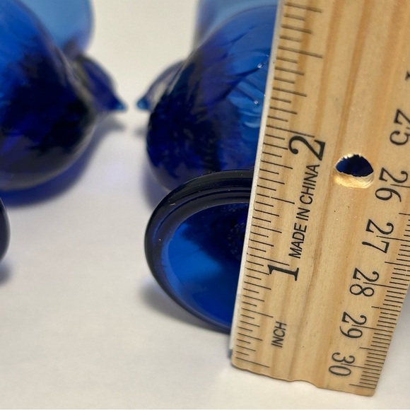 Arcoroc France Vintage Cobalt  Blue Glass Chicken Egg Cup Holders Hen On Nest 2 - Picture 4 of 16